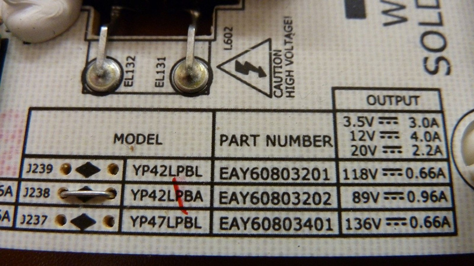 LG EAY60803202 YP42LPBA Power Supply LED Board